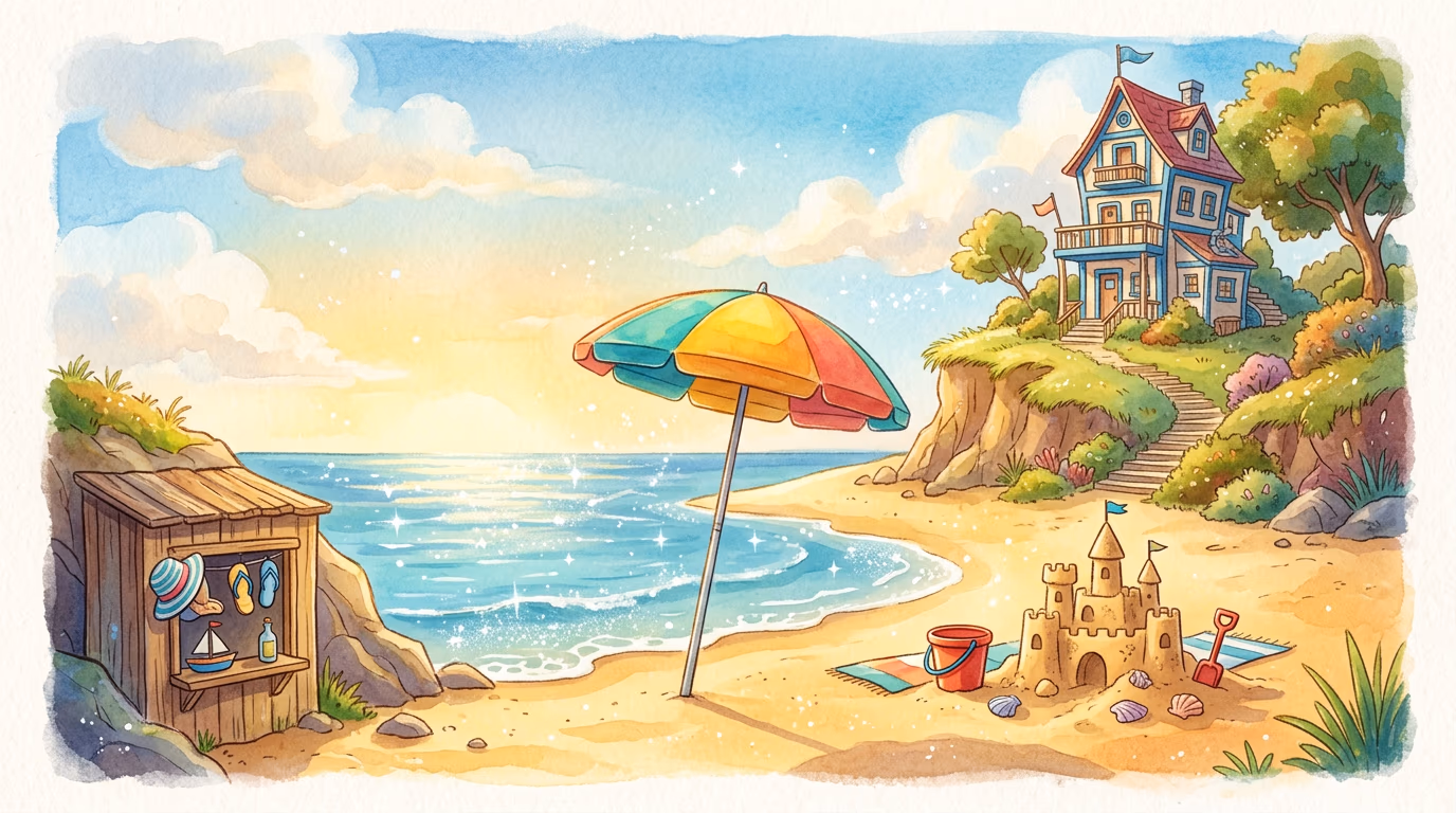 Illustration for unit 16: Ist das der Strand, der dir so gefällt?